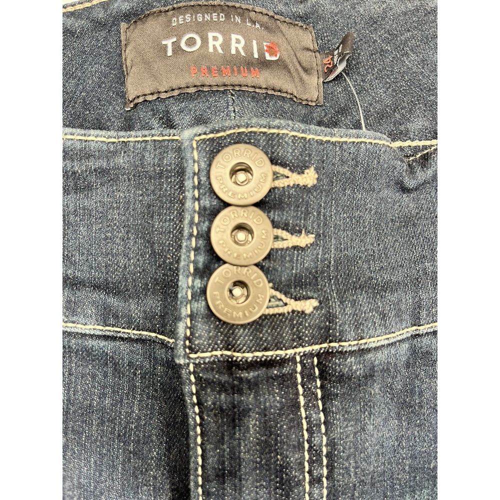 Torrid Capris SZ 24 NEW Lycra Super Stretch Crop Legging Blue Denim Rolled Cuffs - Picture 16 of 16